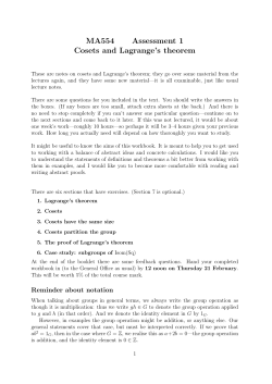 MA554 Assessment 1 Cosets and Lagrange`s theorem