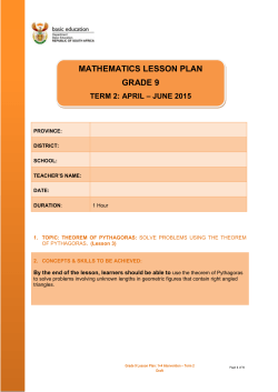 27 THE THEOREM OF PYTHAGORAS Term 2 Lesson 3 Grade 9