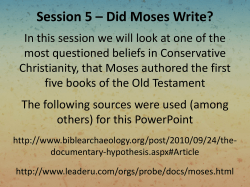 Session 5 &ndash; Did Moses write