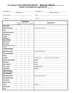 St. Andrew`s Hall CONDITION REPORT - Move-out Move