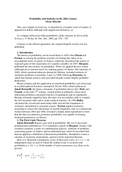 Probability and Statistics in the 18th Century Oscar Sheynin This