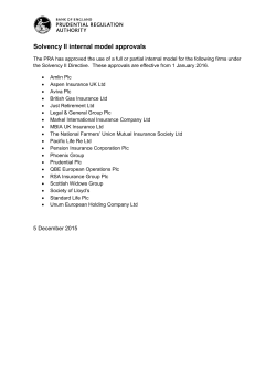 PRA Solvency II internal model approved firms