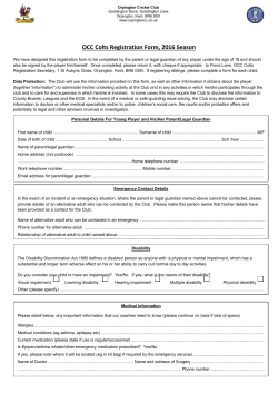 OCC Colts Registration Form, 2016 Season