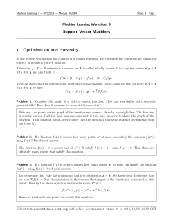 Support Vector Machines 1 Optimization and convexity