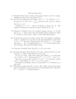 Idea of Solution (1) (Problem) Show that in a finite cyclic