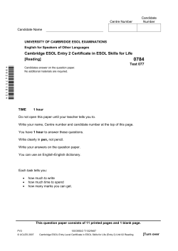 Skills for Life Entry 2 Reading past papers (2008)