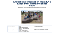 Annual Implementation Plan 2015 Kings Park Primary School 5236