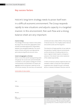 Key success factors Holcim`s long-term strategy needs to prove itself