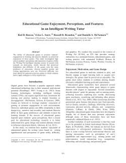 Educational Game Enjoyment, Perceptions, and Features in an