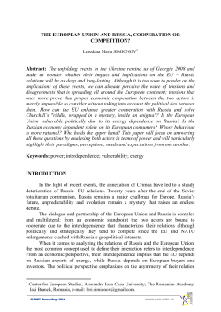 THE EUROPEAN UNION AND RUSSIA, COOPERATION OR