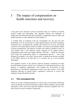 Appendix J The impact of compensation on health outcomes and