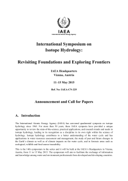 International Symposium on Isotope Hydrology: Revisiting