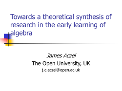 Towards a theoretical synthesis of research in the early