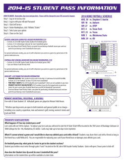 2014-15 STUDENT PASS INFORMATION
