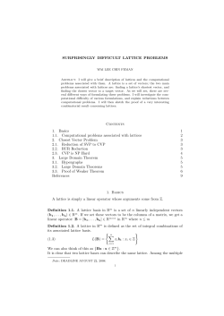 SURPRISINGLY DIFFICULT LATTICE PROBLEMS Contents 1