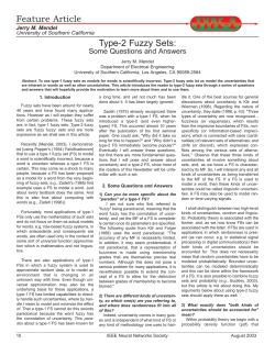 Feature Article Type-2 Fuzzy Sets - Soft Computing and Intelligent