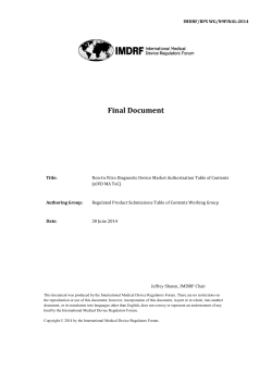 IMDRF nIVD MA ToC DRAFT 2013-02