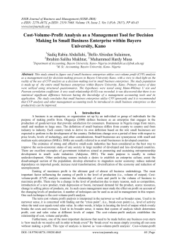 Cost-Volume-Profit Analysis as a Management Tool