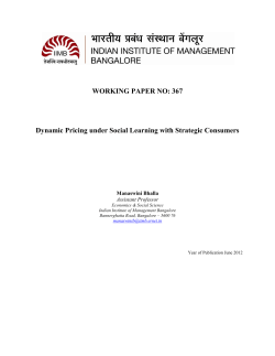 WORKING PAPER NO: 367 Dynamic Pricing under