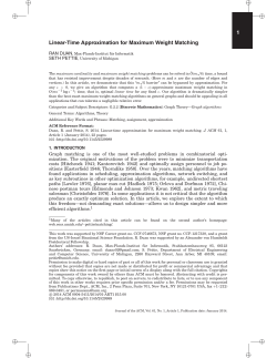 1 Linear-Time Approximation for Maximum Weight Matching