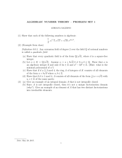 PROBLEM SET 1 (1) Show that each of the following numbers is