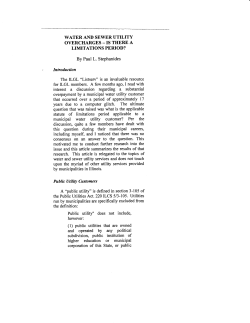 LIMITATIONS PERIOD? municipal water utility customer? Per the