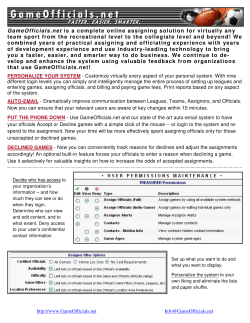 GameOfficials.net is a complete online assigning solution for