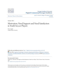 Motivation, Need Support and Need Satisfaction in Youth Soccer