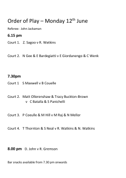 Order of Play – Monday 12th June