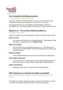 Our complaints handling procedure Speak to us &ndash; let us know what