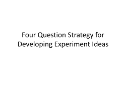 Four Question Strategy for Developing Experiment Ideas