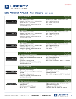 NEW PRODUCT PIPELINE - Now Shipping (2017 Q1-Q2)