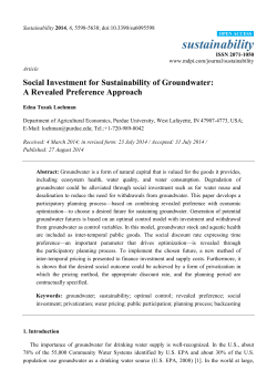 Social Investment for Sustainability of Groundwater: A Revealed