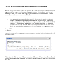 COC Math 140 Chapter 8 One-Proportion Hypothesis Testing