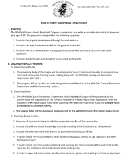 2012-13 YOUTH BASKETBALL LEAGUE RULES