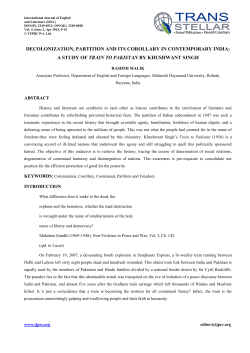decolonization, partition and its corollary in contemporary