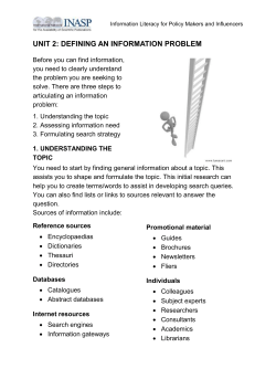 Summary handout_Defining an information problem