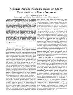Optimal Demand Response Based on Utility Maximization in Power