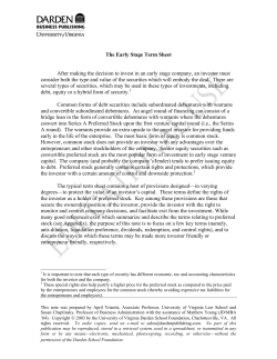 The Early Stage Term Sheet - Darden Faculty