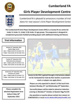 The Cumberland FA Girls Player Development Centre (PDC)