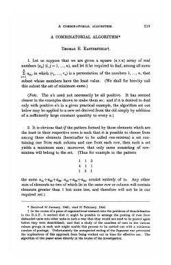A COMBINATORIAL ALGORITHM* 1. Let us suppose that we are
