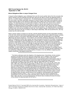 ABA Formal Opinion No. 99-414 September 8, 1999