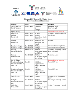 Cobourg 2017 Ontario 55+ Winter Games Event Locations and Start