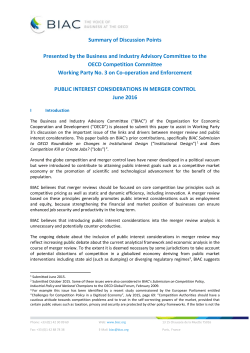 BIAC Paper - Public Interest Considerations in Merger Reviews