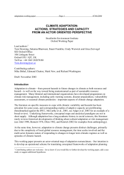 climate adaptation: actions, strategies and capacity from