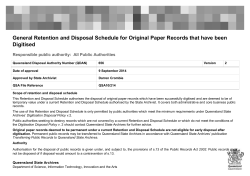 General Retention and Disposal Schedule for Original Paper