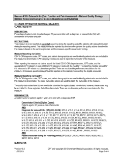 PQRS #109: Osteoarthritis (OA): Function and Pain