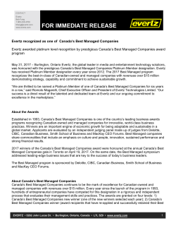 Evertz recognized as one of Canada`s Best Managed Companies