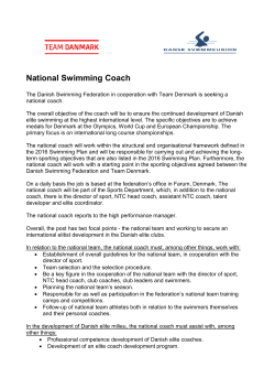 National Head Coach - Danish Swimming Federation