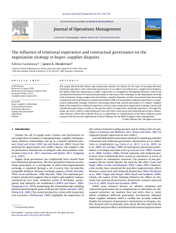 The influence of relational experience and contractual governance
